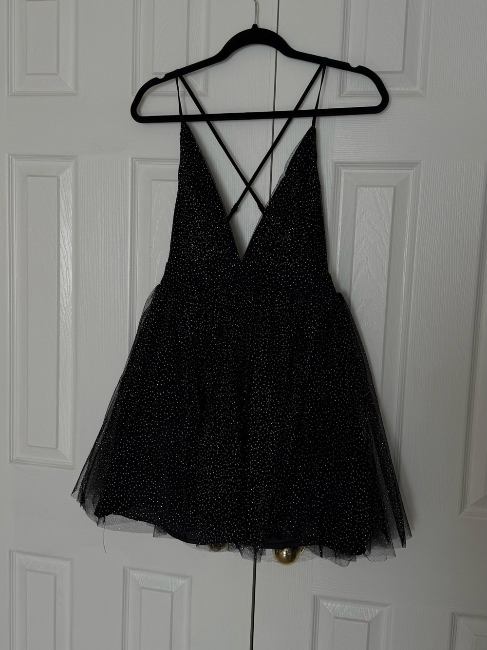 Black Sparkle Tulle Mini Dress with Strappy Back